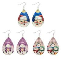 Wood Earring, Teardrop, printing, for woman, more colors for choice, 40x80mm, Sold By Pair