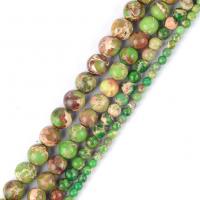 Χάντρες Κοσμήματα πολύτιμος λίθος, Εντύπωση Jasper, Γύρος, DIY & διαφορετικό μέγεθος για την επιλογή, πράσινος, Sold Per Περίπου 37-39 cm Strand