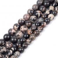 Perles bijoux en pierres gemmes, Jaspe d'impression, Rond, DIY & normes différentes pour le choix, noire, Vendu par Environ 37-39 cm brin