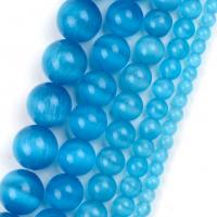 Perles de bijoux oeil de chat, Rond, DIY & normes différentes pour le choix, bleu acide, Vendu par Environ 37-39 cm brin