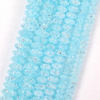 Flat Round Crystal Beads, DIY & different size for choice, Aquamarine, Sold Per Approx 37-39 cm Strand