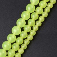 Natural Chalcedony Bead Round DIY olive green Sold Per Approx 37-39 cm Strand