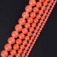 Natural Chalcedony Bead, Round, DIY & different size for choice, reddish orange, Sold Per Approx 37-39 cm Strand