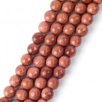 Goldstein Perlen, Goldsand, rund, DIY & verschiedene Größen vorhanden & facettierte, rot, verkauft per ca. 37-39 cm Strang