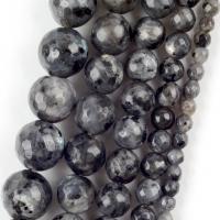 Natural Labradorite Beads Round DIY & faceted black Sold Per Approx 37-39 cm Strand