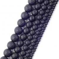 Schwarze Stein Perlen, schwarzer Stein, rund, DIY & verschiedene Größen vorhanden & facettierte & satiniert, schwarz, verkauft per ca. 37-39 cm Strang