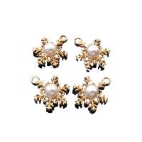 Zinc Alloy Pendants with Plastic Pearl Snowflake gold color plated DIY golden nickel lead & cadmium free Sold By PC