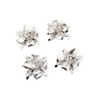 Hair Accessories DIY Findings, Tibetan Style, Flower, silver color plated, with rhinestone, silver color, nickel, lead & cadmium free, 22x21mm, Sold By PC