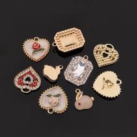 Zinc Alloy Rhinestone Pendants with Resin gold color plated DIY & enamel & with rhinestone nickel lead & cadmium free Sold By PC