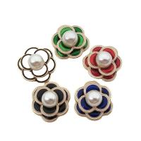 Hair Accessories DIY Findings Zinc Alloy with Plastic Pearl Flower gold color plated enamel nickel lead & cadmium free Sold By PC