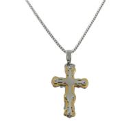 Titanium Steel Necklace, Cross, polished, fashion jewelry & different styles for choice & for man, 63x40mm, Length:Approx 23.62 Inch, Sold By PC