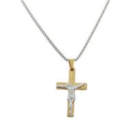 Titanium Steel Necklace Cross polished vintage & Unisex Length Approx 23.62 Inch Sold By PC