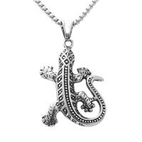 Titanium Steel Necklace, Gecko, polished, vintage & different styles for choice & for man, silver color, 49x39mm, Length:Approx 23.62 Inch, Sold By PC