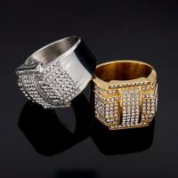 Rhinestone Stainless Steel Finger Ring 304 Stainless Steel polished & for man & with rhinestone 20mm Sold By PC