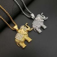 Stainless Steel Animal Pendants 316L Stainless Steel Elephant fashion jewelry & Unisex & with rhinestone Sold By PC