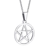 Stainless Steel Jewelry Necklace, 304 Stainless Steel, pentagram, polished, fashion jewelry & for man, original color, 24.20x27.50mm, Length:Approx 24 Inch, Sold By PC