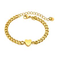 Stainless Steel Jewelry Bracelet, 304 Stainless Steel, with 1.97inch extender chain, Heart, Vacuum Ion Plating, fashion jewelry & for woman, more colors for choice, 5mm, Length:Approx 6.3 Inch, Sold By PC