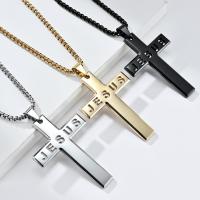 Stainless Steel Jewelry Necklace, 304 Stainless Steel, Cross, polished, fashion jewelry & Unisex, more colors for choice, 34x50mm, Length:Approx 23.62 Inch, Sold By PC