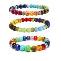 Gemstone Bracelets, with Tibetan Style, Round, plated, fashion jewelry & Unisex & different styles for choice, mixed colors, Length:Approx 17.5-21 cm, Sold By PC