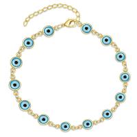Bracelet Evil Eye bijoux, laiton, avec chalumeau, avec 5cm chaînes de rallonge, Mauvais œil, Placage, bijoux de mode & réglable & pour femme, plus de couleurs à choisir, protéger l'environnement, sans nickel, plomb et cadmium, 8mm, Longueur 19 cm, Vendu par PC