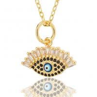 Evil Eye Jewelry Necklace, Brass, gold color plated, fashion jewelry & micro pave cubic zirconia & for woman & enamel, nickel, lead & cadmium free, 17.50x17mm, Length:45 cm, Sold By PC