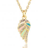Cubic Zircon Micro Pave Brass Necklace, Wing Shape, gold color plated, fashion jewelry & micro pave cubic zirconia & for woman & enamel, more colors for choice, nickel, lead & cadmium free, 8.50x22mm, Length:45 cm, Sold By PC
