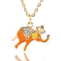 Cubic Zircon Micro Pave Brass Necklace, Elephant, gold color plated, fashion jewelry & micro pave cubic zirconia & for woman & enamel, more colors for choice, nickel, lead & cadmium free, 15.50x18.50mm, Length:45 cm, Sold By PC