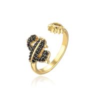 Cubic Zirconia Micro Pave Brass Ring real gold plated Adjustable & micro pave cubic zirconia & for woman Sold By PC