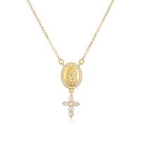 Cubic Zircon Micro Pave Brass Necklace real gold plated micro pave cubic zirconia & for woman gold Length Approx 19.68 Inch Sold By PC