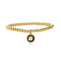 Evil Eye Jewelry Bracelet, Brass, real gold plated, for woman & enamel, more colors for choice, 13x11mm, Sold By PC