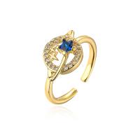 Cubic Zirconia Micro Pave Brass Ring real gold plated Adjustable & micro pave cubic zirconia & for woman & enamel gold Sold By PC