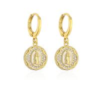Cubic Zirconia Micro Pave Brass Earring, real gold plated, different styles for choice & micro pave cubic zirconia & for woman & enamel, gold, Sold By Pair