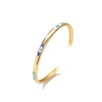 Дурной глаз ювелирные изделия браслет, Латунь, плакированный настоящим золотом, разные стили для выбора & Женский & эмаль, золотой, 60mm, продается PC