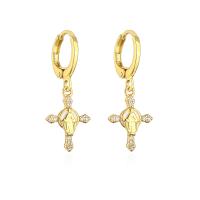 Cubic Zirconia Micro Pave Brass Earring, real gold plated, different styles for choice & micro pave cubic zirconia & for woman & enamel, gold, 28x9mm, Sold By Pair