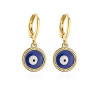 Evil Eye Earrings, Brass, real gold plated, for woman & enamel, more colors for choice, 26x11mm, Sold By Pair