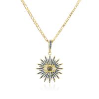 Evil Eye Jewelry Necklace, Brass, real gold plated, micro pave cubic zirconia & for woman, more colors for choice, 49x32mm, Length:Approx 19.68 Inch, Sold By PC