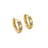 Cubic Zirconia Micro Pave Brass Earring, real gold plated, micro pave cubic zirconia & for woman, gold, 11x12mm, Sold By Pair
