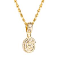Cubic Zircon Micro Pave Brass Necklace Number gold color plated & micro pave cubic zirconia & for woman gold Length Approx 23.6 Inch Sold By PC
