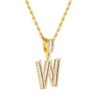Cubic Zircon Micro Pave Brass Necklace, Alphabet Letter, gold color plated, different styles for choice & micro pave cubic zirconia & for woman, gold, 40x20mm, Length:Approx 23.6 Inch, Sold By PC