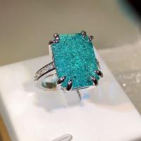 Vještački dijamant Ring Finger, Mesing, Geometrijski uzorak, platine boja pozlaćen, različite veličine za izbor & za žene & s Rhinestone, nikal, olovo i kadmij besplatno, Veličina:6-10, Prodano By PC
