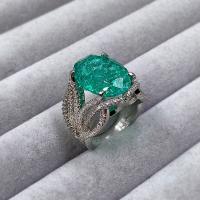 Vještački dijamant Ring Finger, Mesing, Geometrijski uzorak, platine boja pozlaćen, različite veličine za izbor & za žene & s Rhinestone, nikal, olovo i kadmij besplatno, Veličina:6-10, Prodano By PC