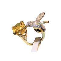 Cubic Zirconia Micro Pave Brass Ring Hummingbird platinum color plated adjustable & micro pave cubic zirconia & for woman nickel lead & cadmium free US Ring Sold By PC