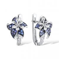 Rhinestone Earring Brass Flower platinum plated for woman & with rhinestone nickel lead & cadmium free 13mm Sold By Pair