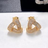 Rhinestone Earring, Brass, Geometrical Pattern, plated, for woman & with rhinestone & hollow, more colors for choice, nickel, lead & cadmium free, 13mm, Sold By Pair
