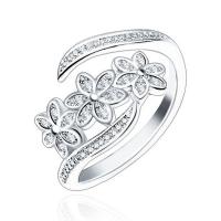 Cubic Zirconia Micro Pave Brass Ring, Flower, platinum plated, adjustable & micro pave cubic zirconia & for woman, nickel, lead & cadmium free, US Ring Size:6-8, Sold By PC