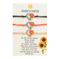 Fashion Create Wax Cord Bracelets Zinc Alloy with Wax Cord & Copper Coated Plastic Sunflower plated for woman & enamel & with rhinestone & hollow Length Approx 6.3-11.8 Inch Sold By Lot