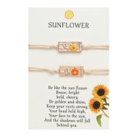 Fashion Create Wax Cord Bracelets Zinc Alloy with Wax Cord Sunflower plated 2 pieces & for woman & enamel Length Approx 6.3-11.8 Inch Sold By Lot