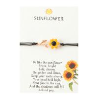 Fashion Create Wax Cord Bracelets Zinc Alloy with Wax Cord & Copper Coated Plastic Sunflower plated for woman & enamel Length Approx 6.3-11.8 Inch Sold By Lot