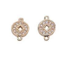 Cubic Zirconia Micro Pave Brass Connector KC gold color plated & micro pave cubic zirconia Sold By Lot
