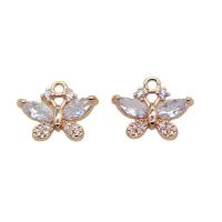 Cubic Zirconia Micro Pave Brass Pendant Butterfly KC gold color plated micro pave cubic zirconia Sold By Lot